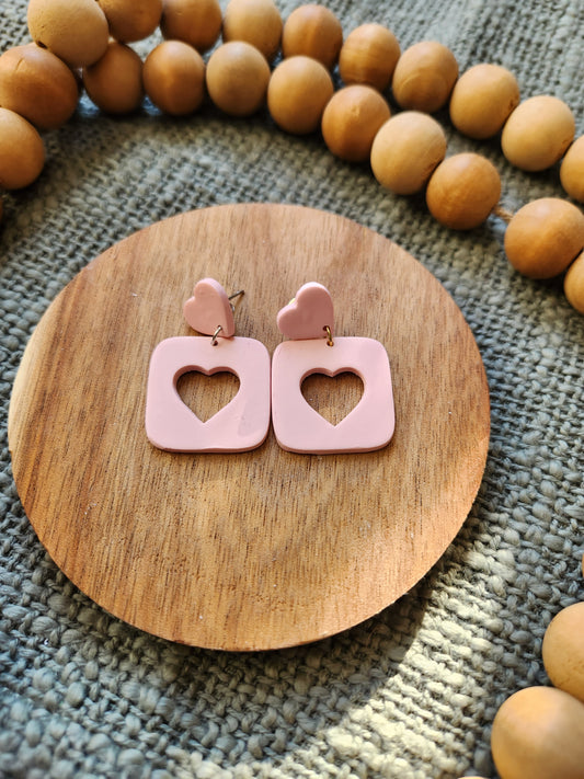 Square Hearts | Polymer Clay Earrings