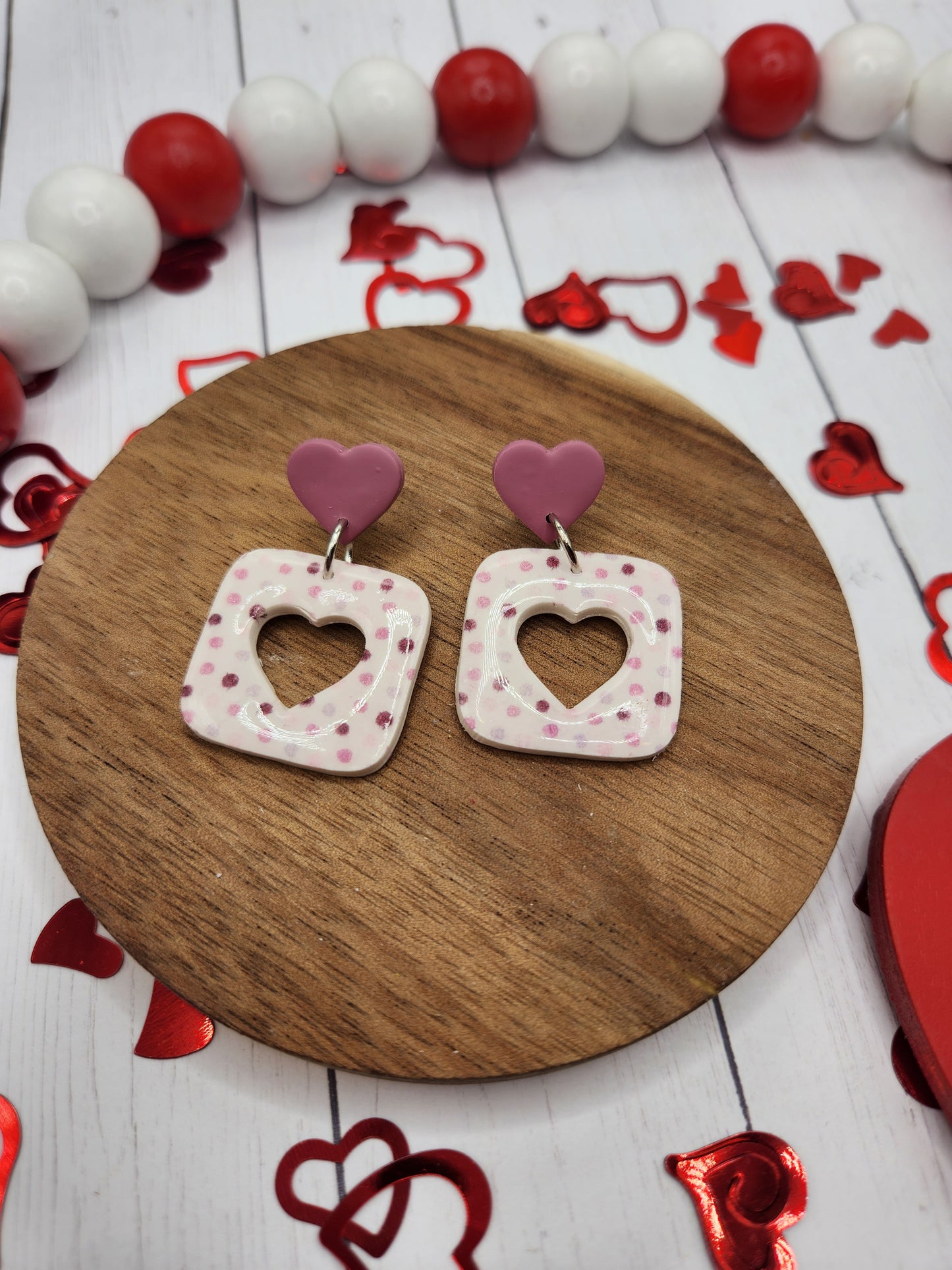 Purple Dot Squares | Polymer Clay Earrings