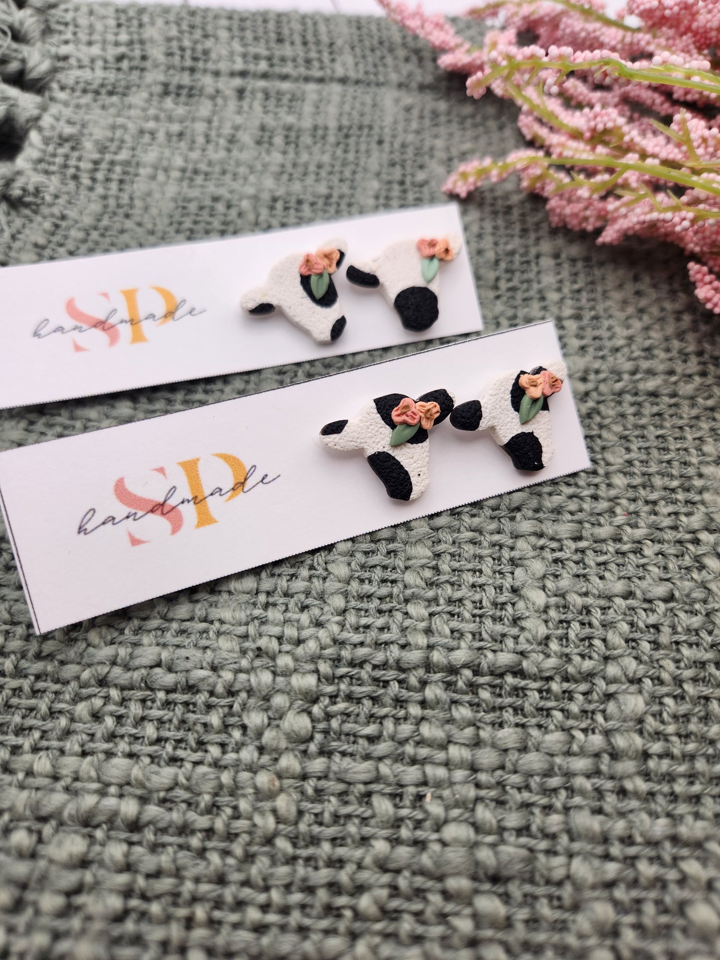 Floral Cows | Polymer Clay Earrings