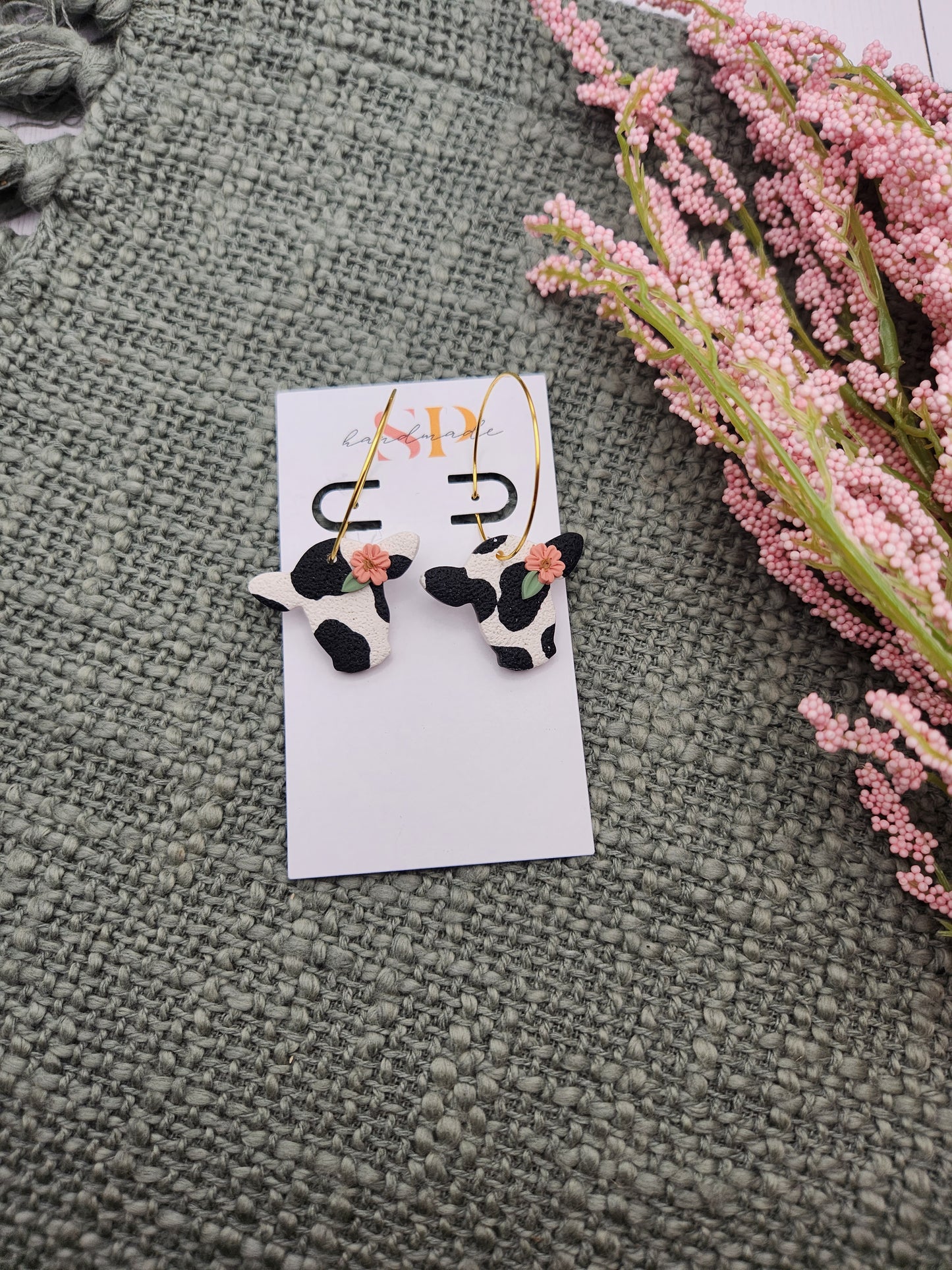 Floral Cows | Polymer Clay Earrings