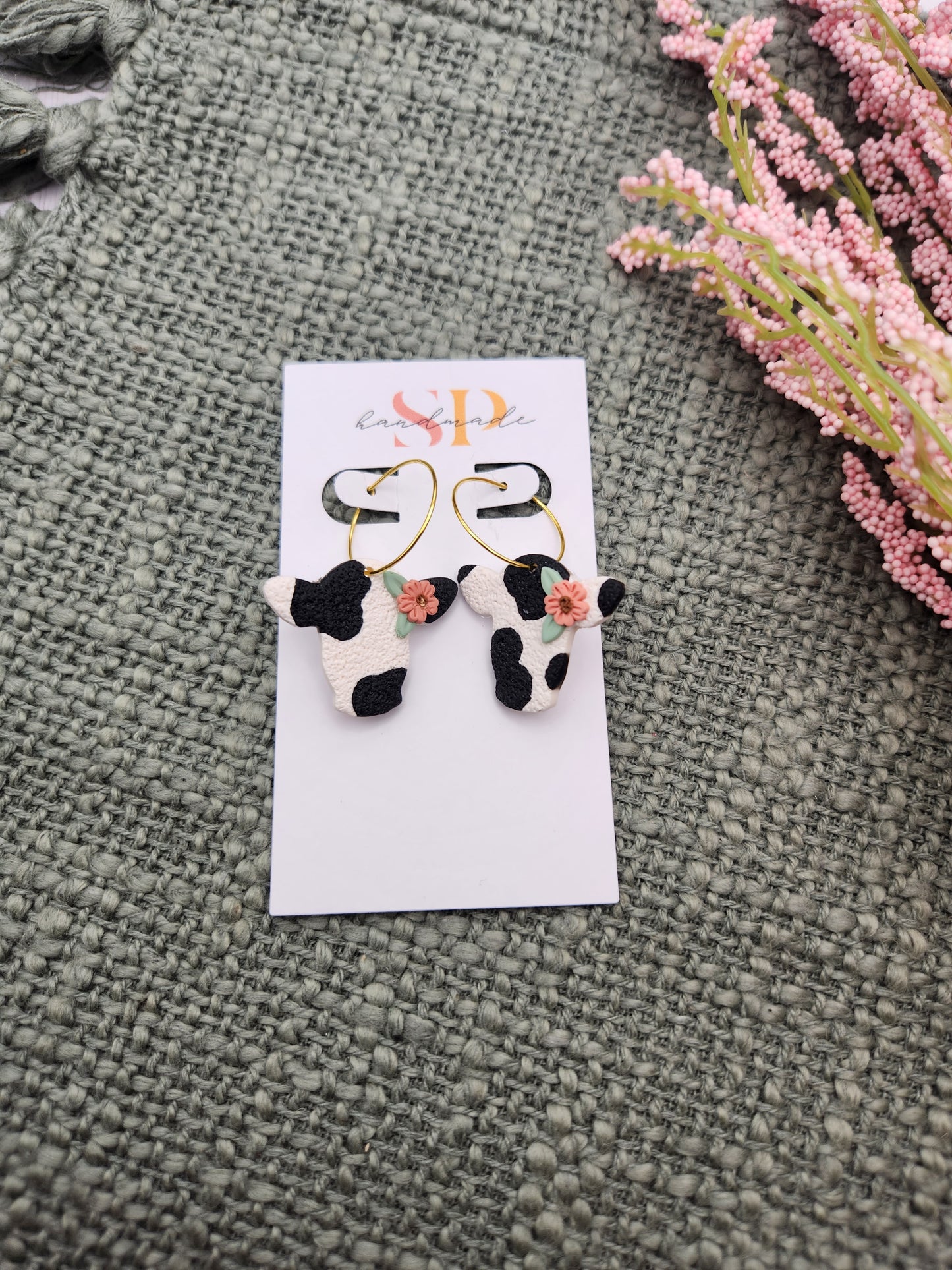 Floral Cows | Polymer Clay Earrings