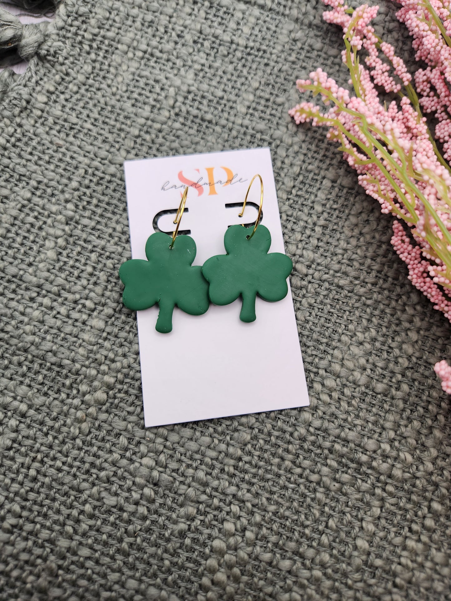 Shamrock Hoops | Polymer Clay Earrings