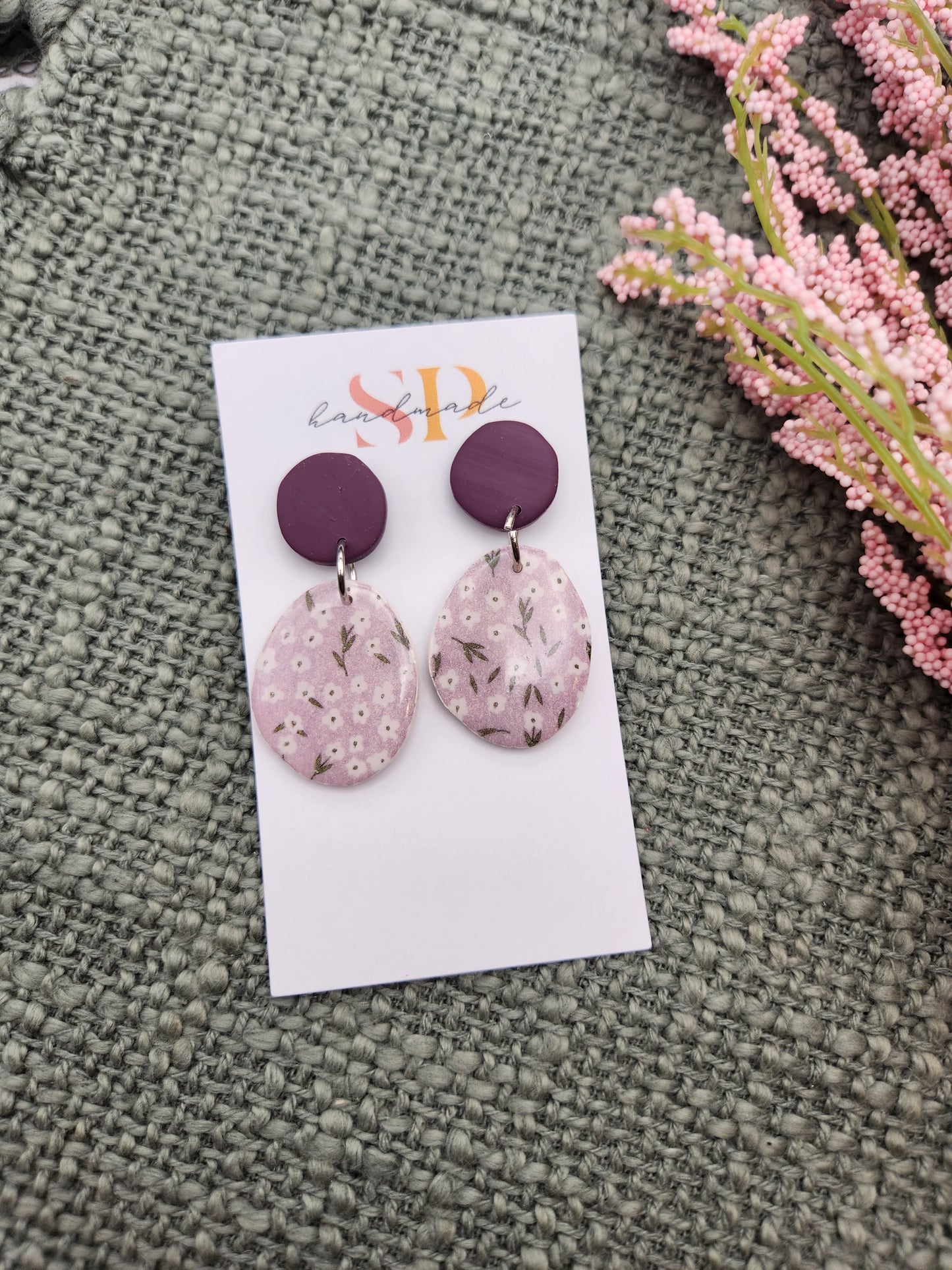 Purple Florals | Polymer Clay Earrings