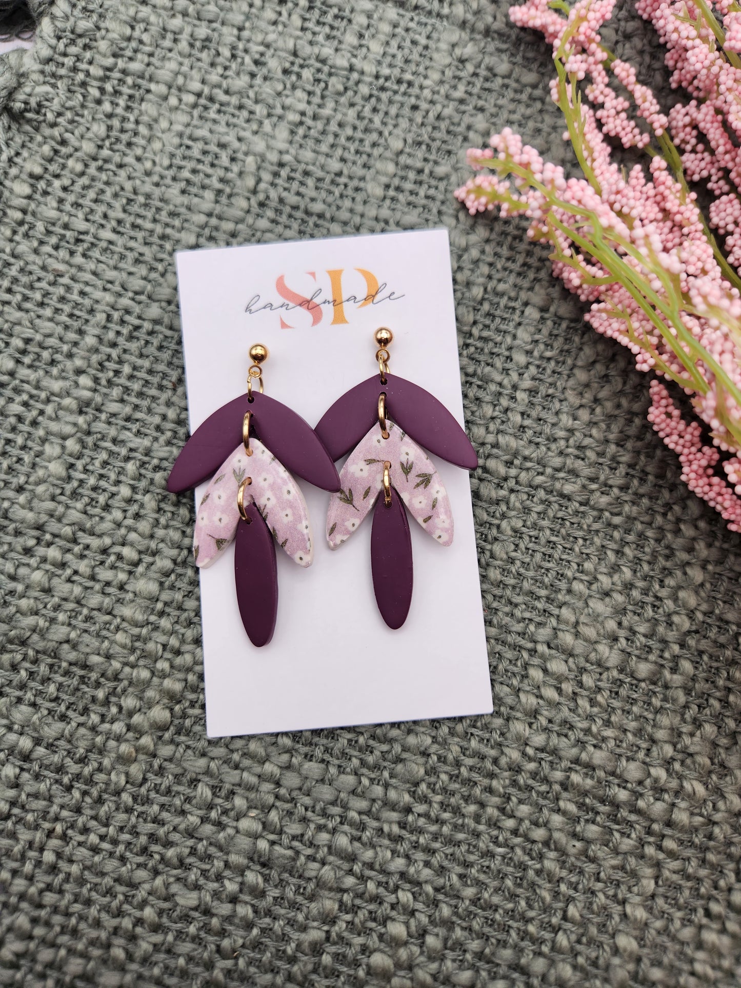 Purple Florals | Polymer Clay Earrings