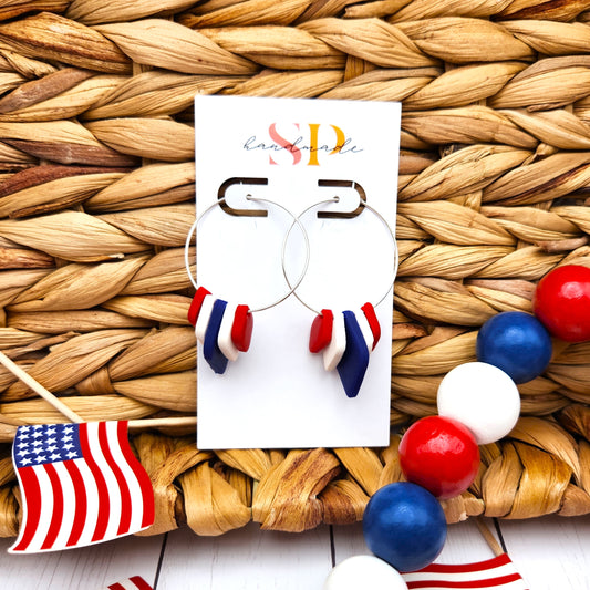 Patriotic Beaded Hoops | Polymer Clay Earrings