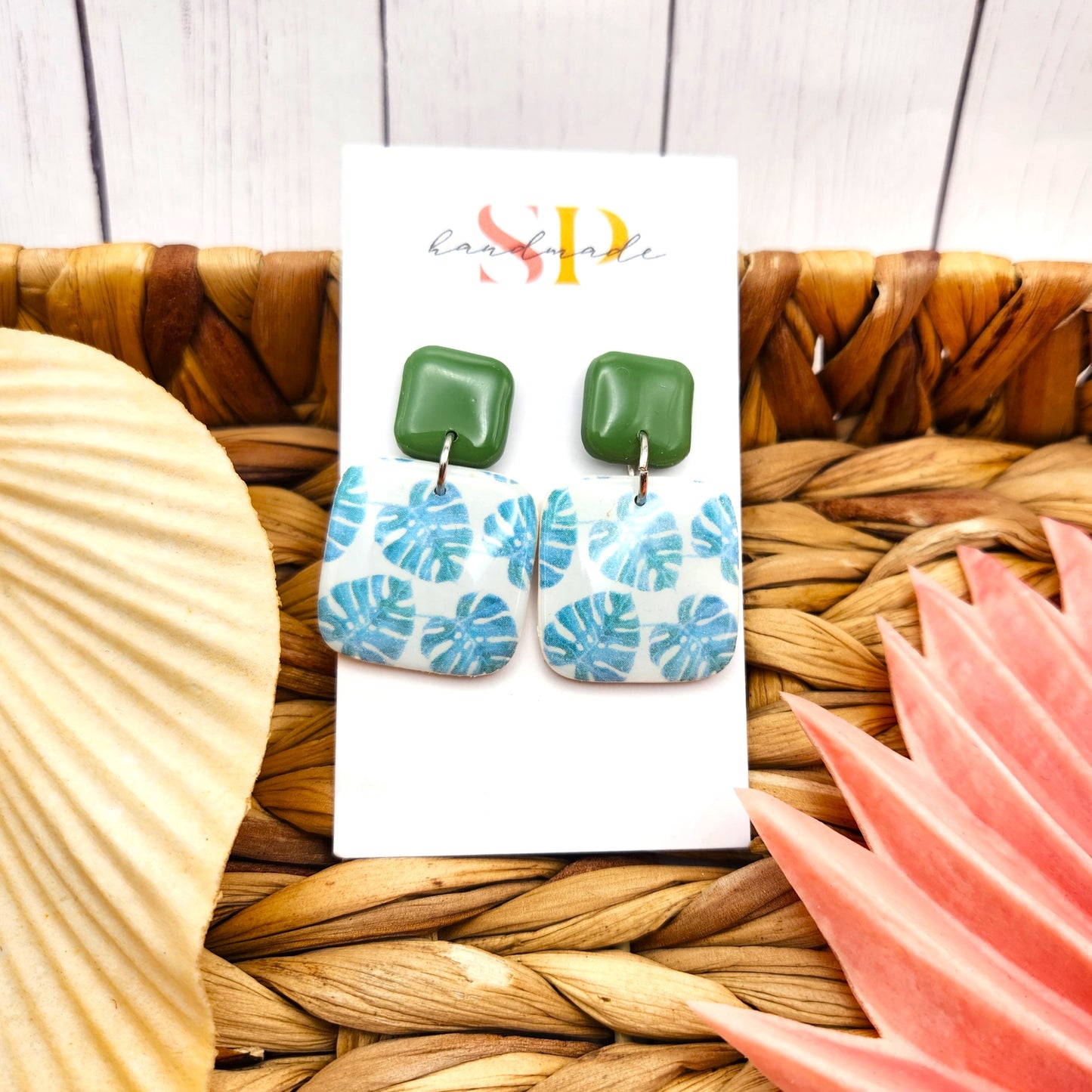 Painted Monsteras | Polymer Clay Earrings