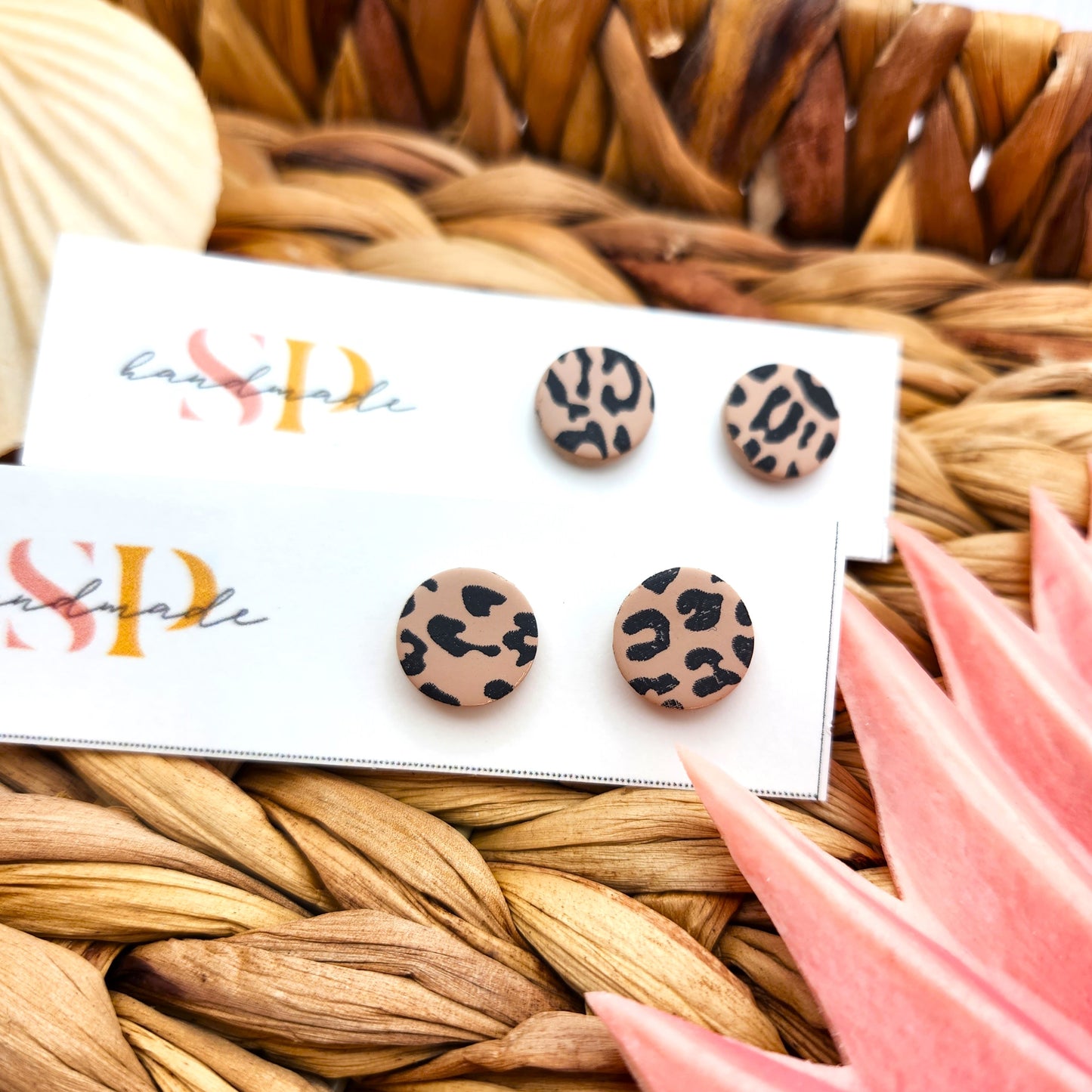 Leopard Print Studs | Polymer Clay Earrings