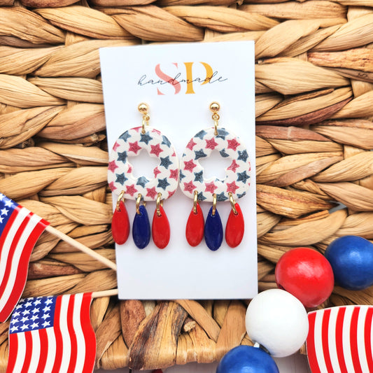 Patriotic Stars Dangle | Polymer Clay Earrings