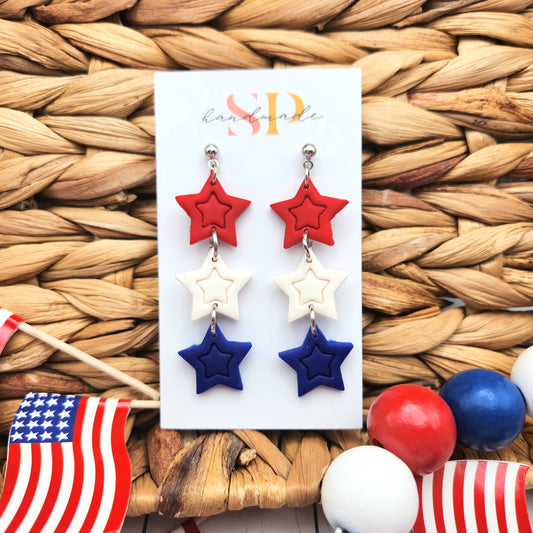 Patriotic Stars | Polymer Clay Earrings