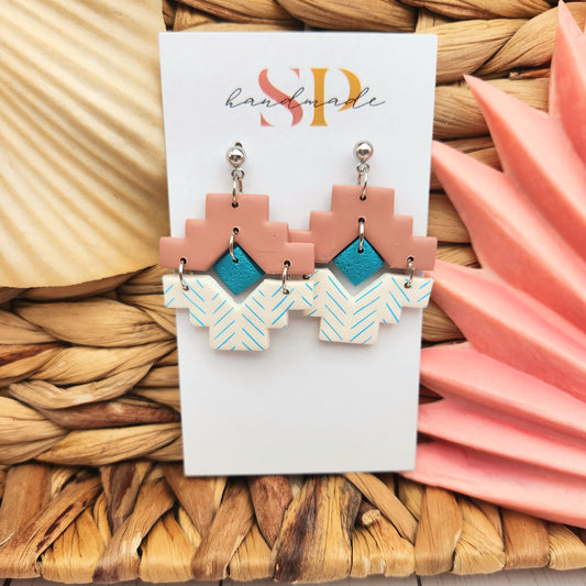 Aztec Dangles | Polymer Clay Earrings