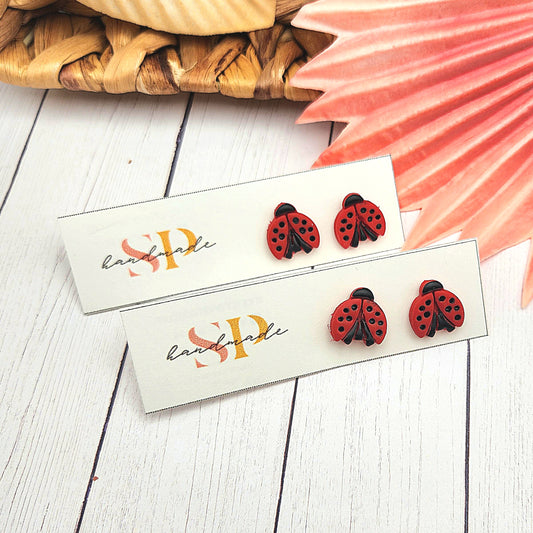 Lady Bug Studs | Polymer Clay Earrings