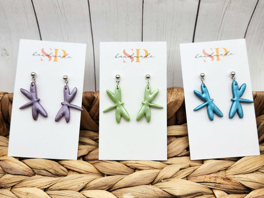 Small Dragonfly Dangles | Polymer Clay Earrings