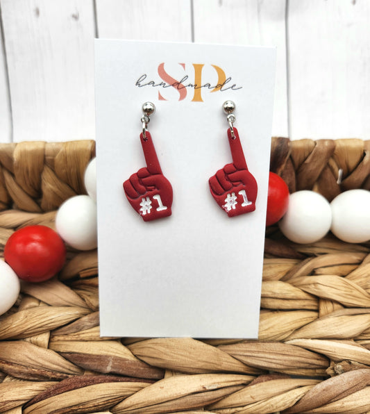 #1 Fan Foam Finger Dangle | Polymer Clay Earrings