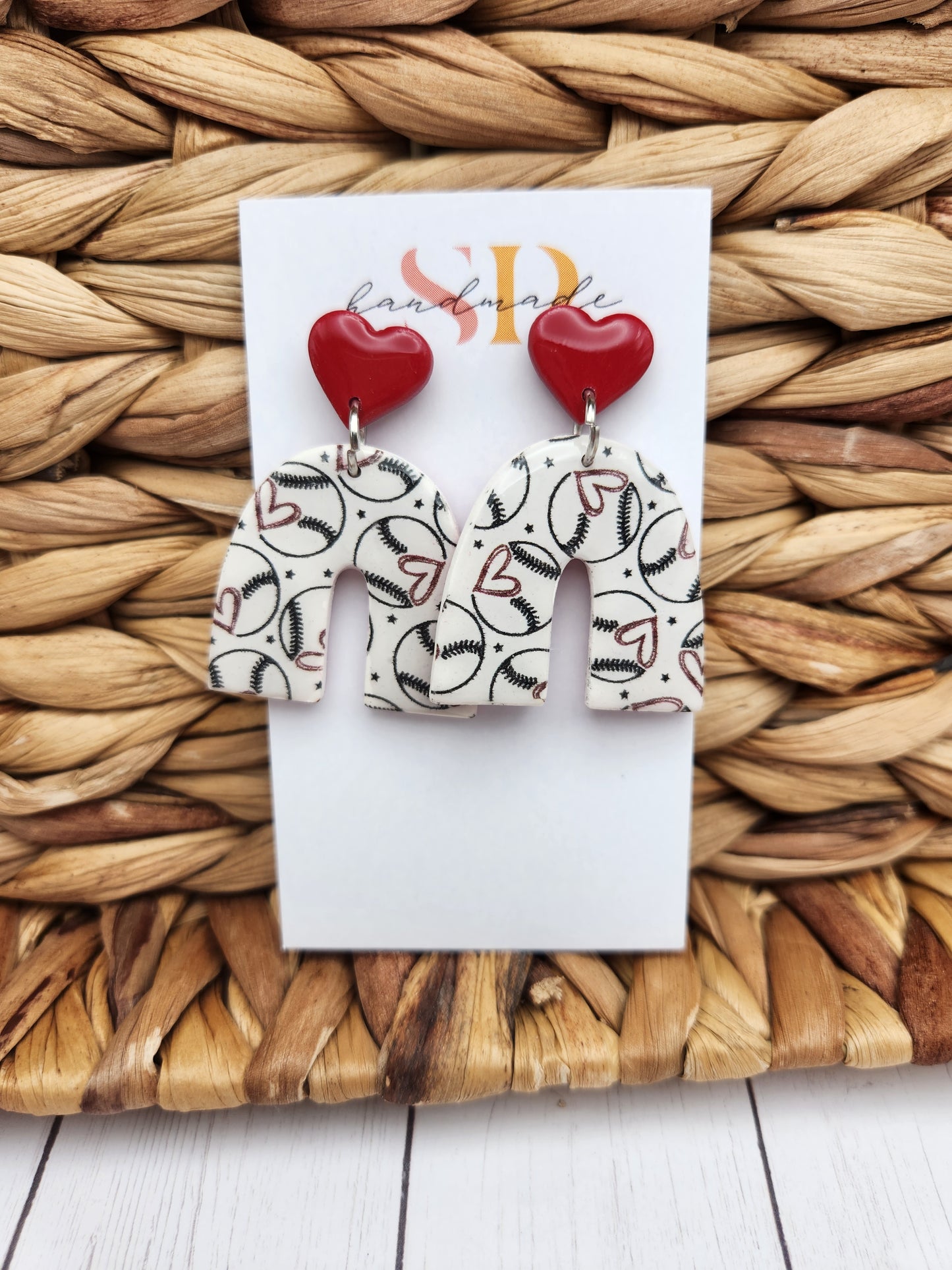 I love Baseball Earrings | Polymer Clay Earrings