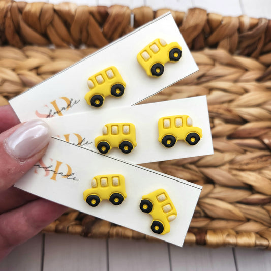 School Bus Studs | Polymer Clay Earrings