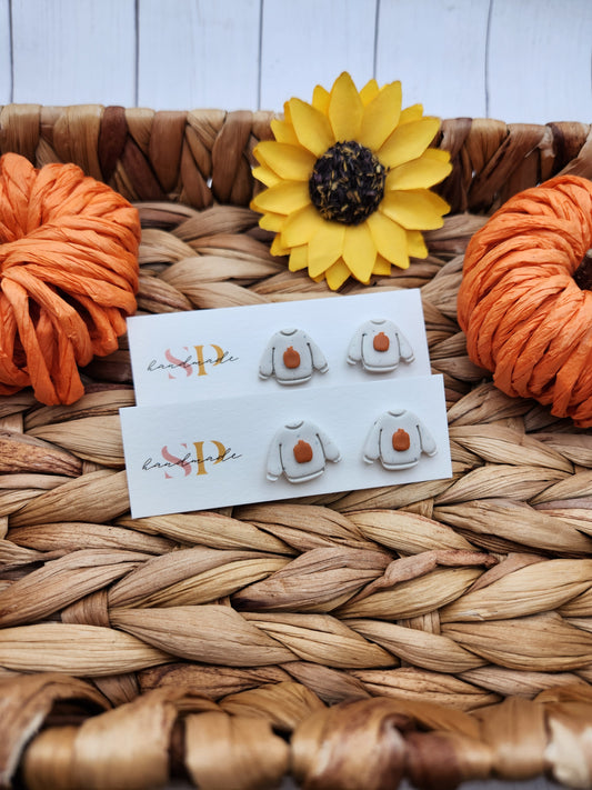 Fall Sweater Studs | Polymer Clay Earrings