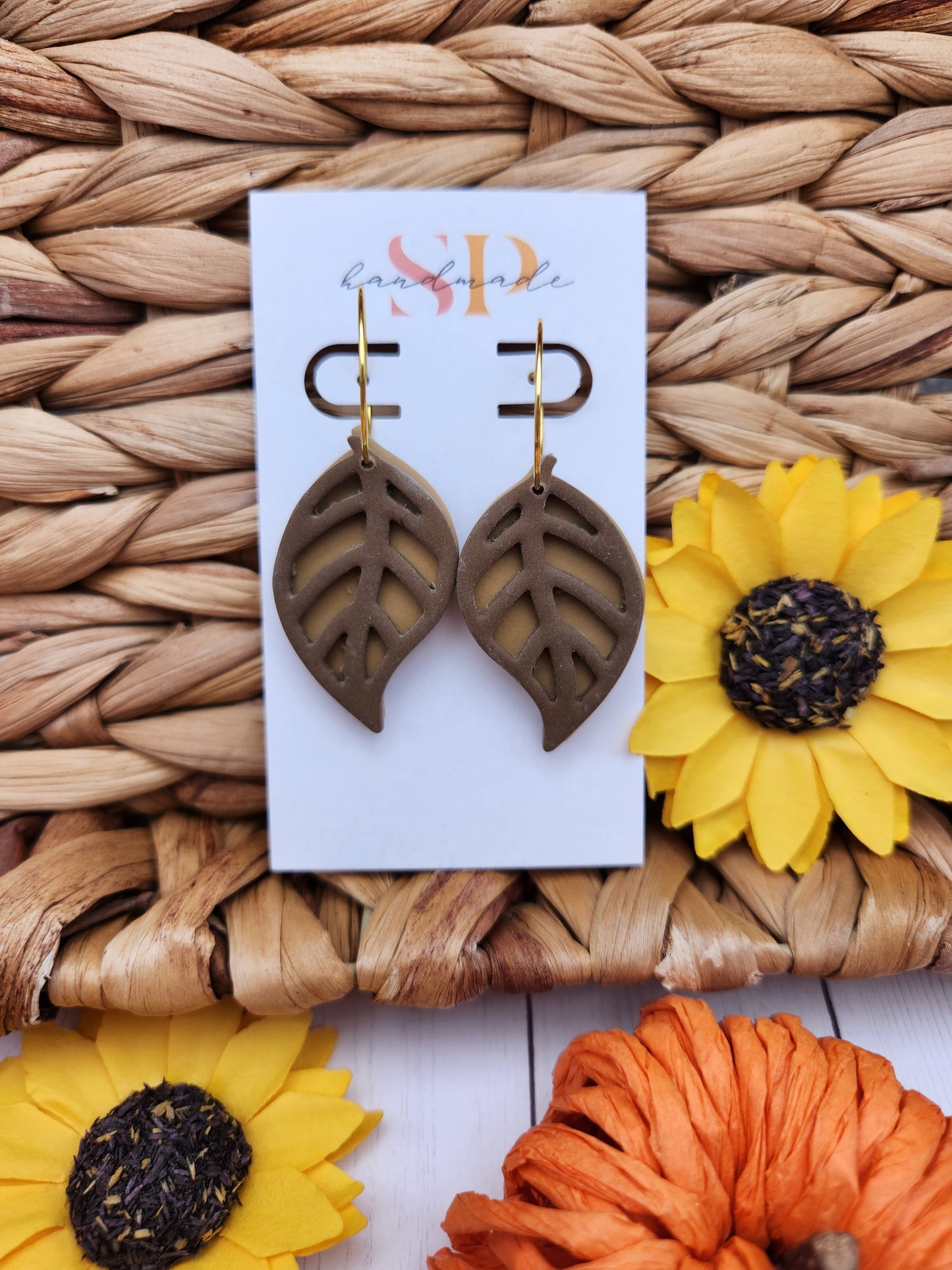 Layered Leaf Hoops | Polymer Clay Earrings