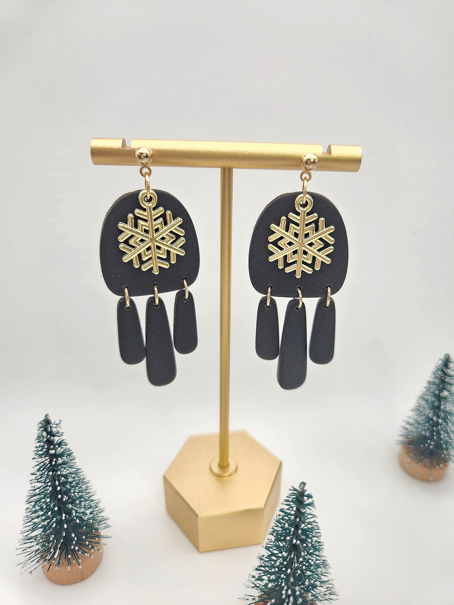 Snowflake Charm Dangles | Polymer Clay Earrings