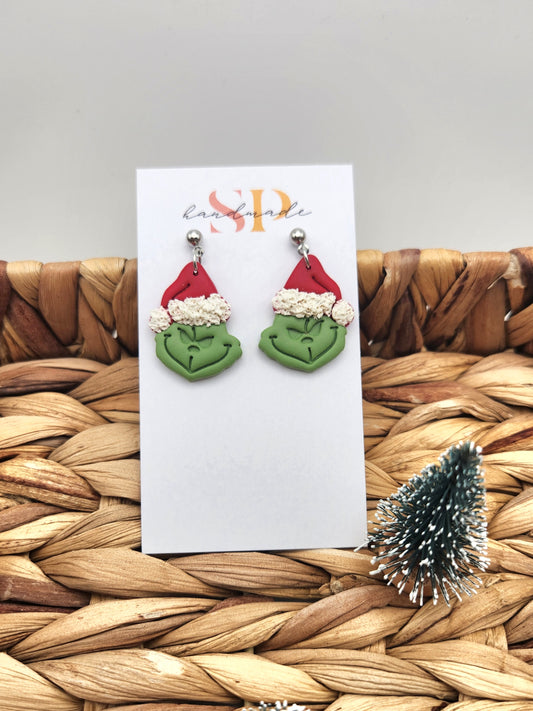 Grinch Dangles | Polymer Clay Earrings