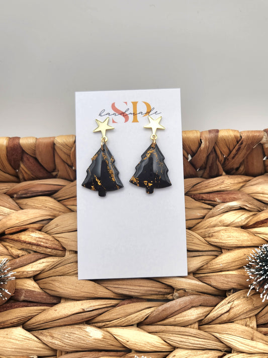 Gold Marble Trees | Polymer Clay Earrings