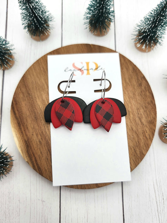 Buffalo Plaid Hoops | Polymer Clay Earrings