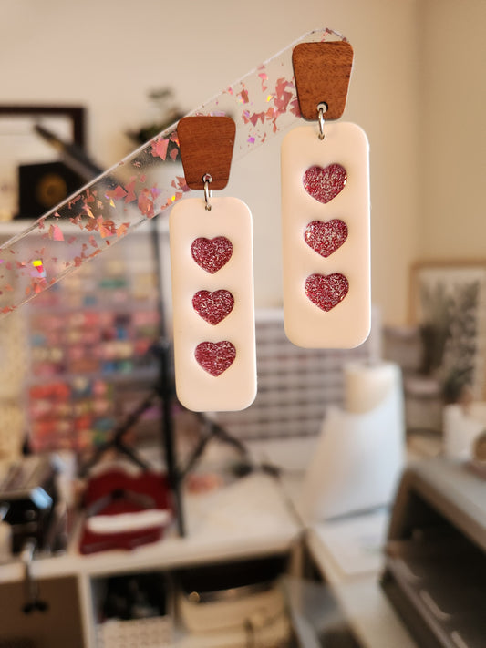 Glitter Hearts | Polymer Clay Earrings