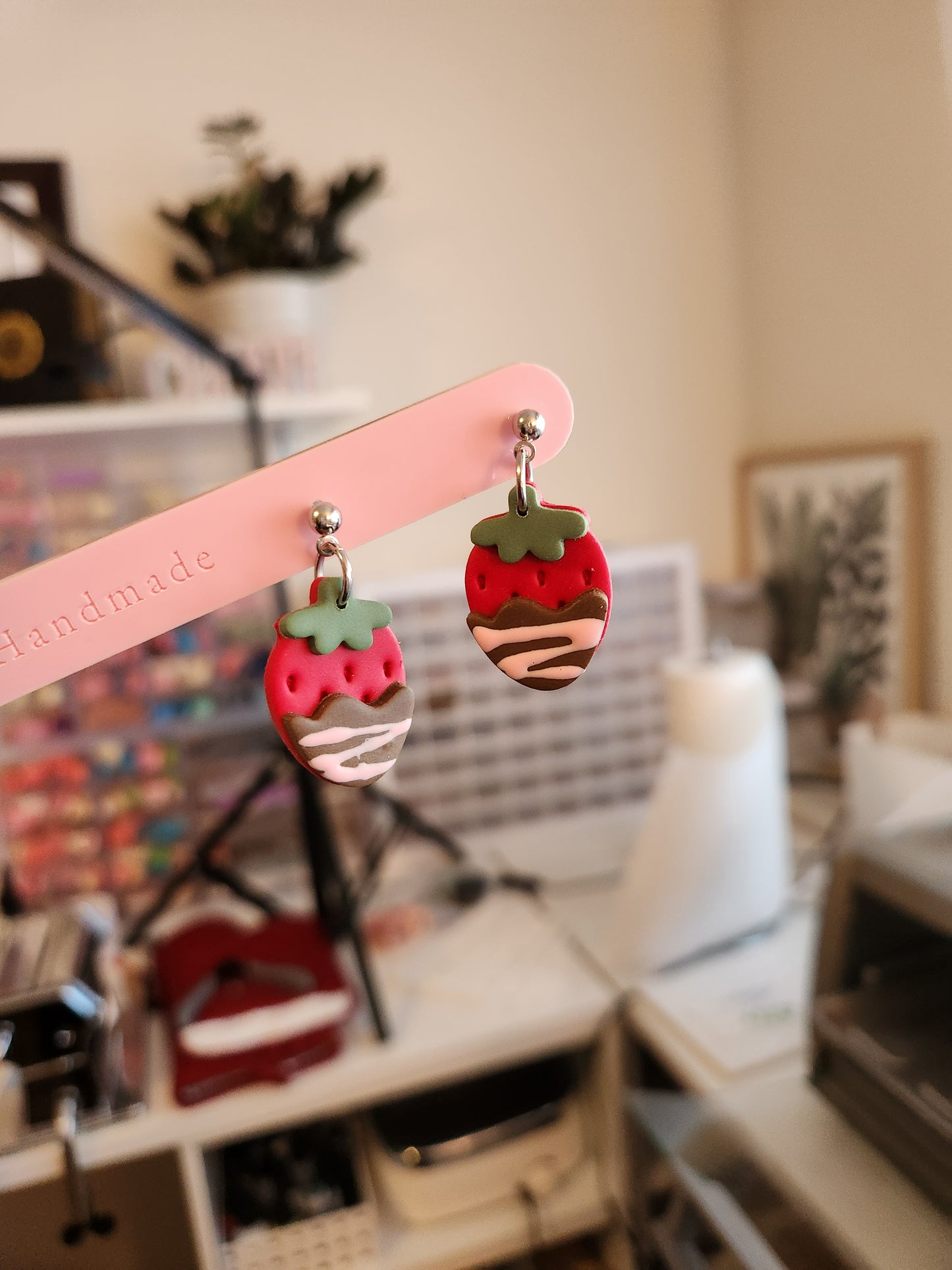 Chocolate Covered Strawberries | Polymer Clay Earrings