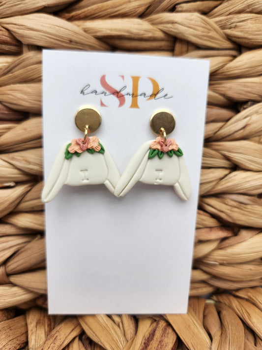 Floral Bunnies | Polymer Clay Earrings