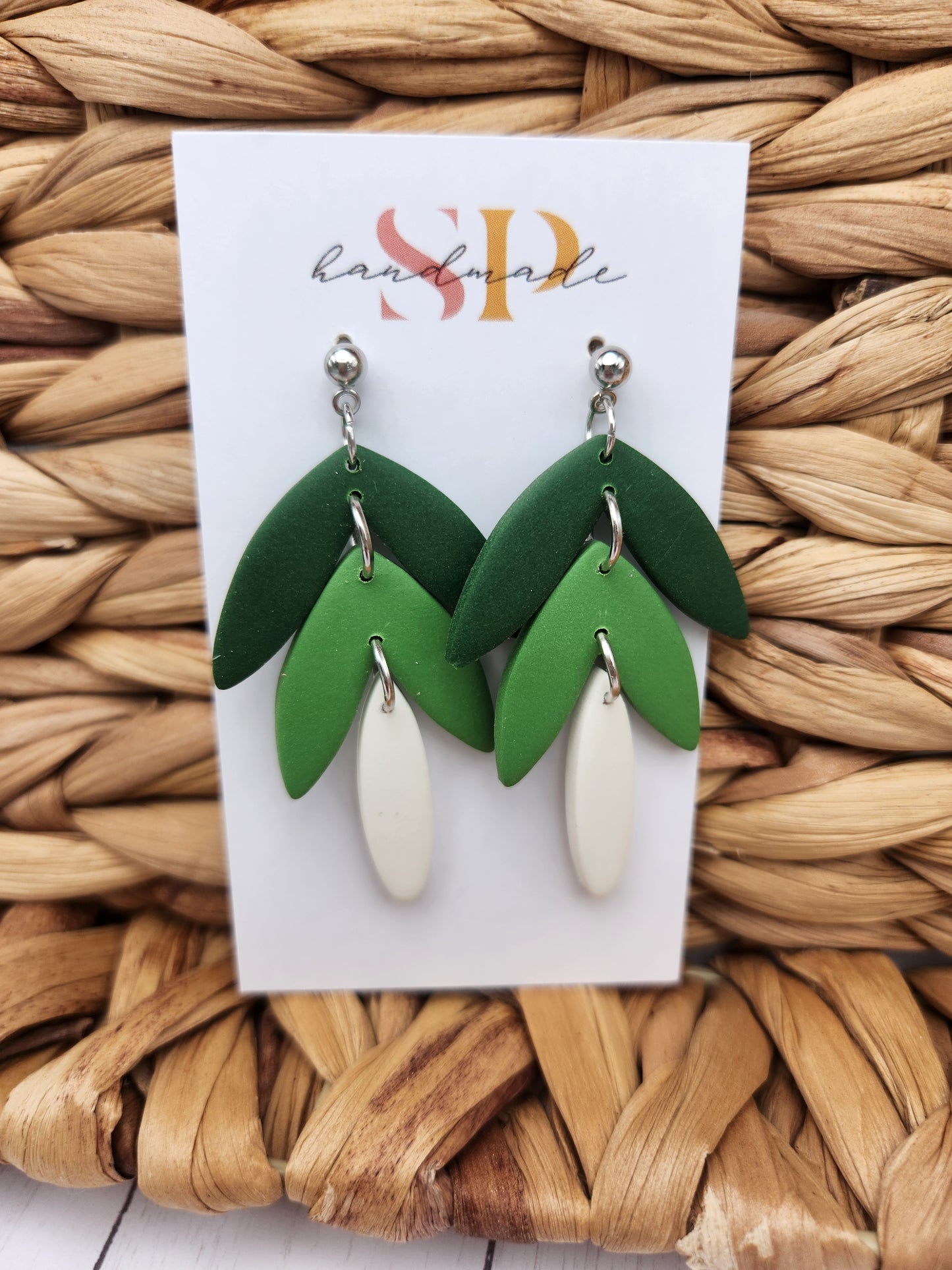 St. Patrick's Day 3-Tier Leaf | Polymer Clay Earrings