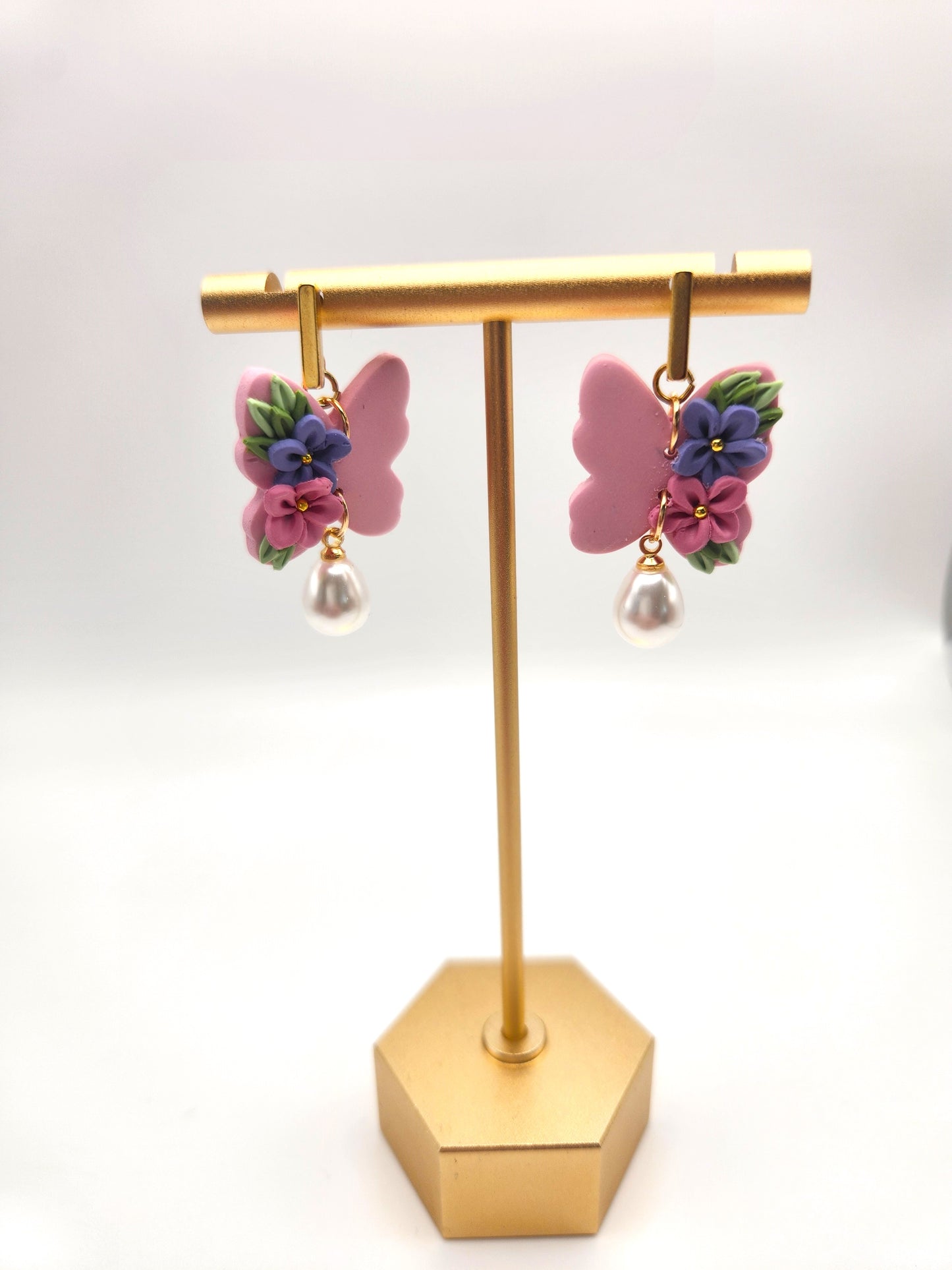 Summer Pearl Butterfly | Polymer Clay Earrings