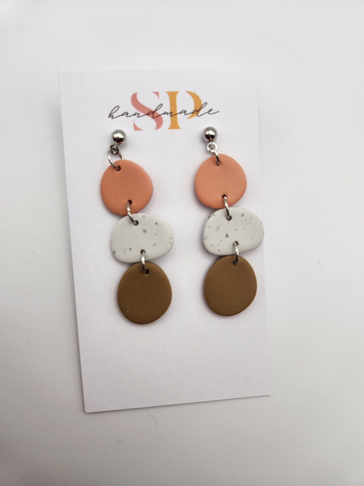 Neutral Pebble Dangle | Polymer Clay Earrings