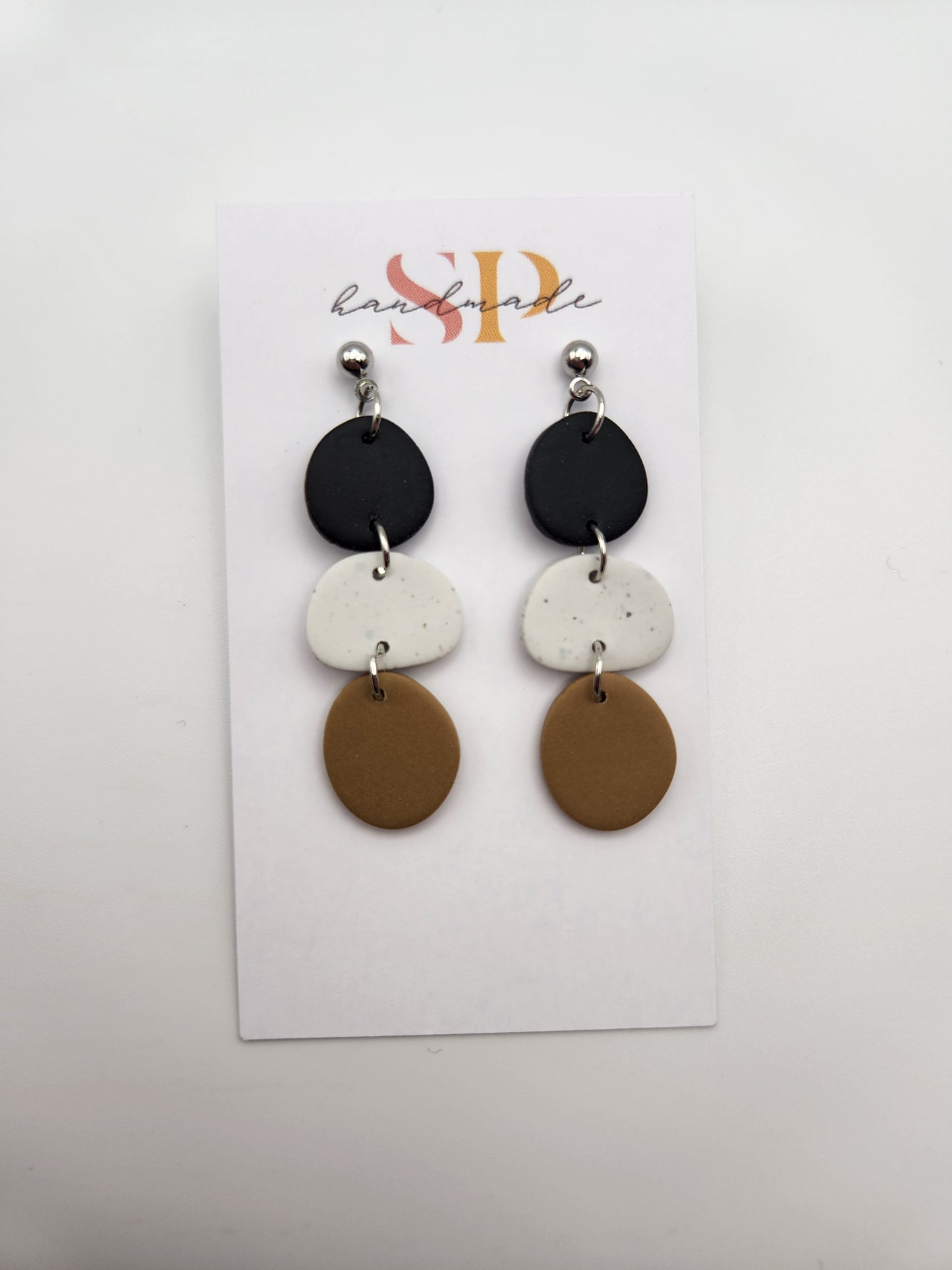 Neutral Pebble Dangle | Polymer Clay Earrings