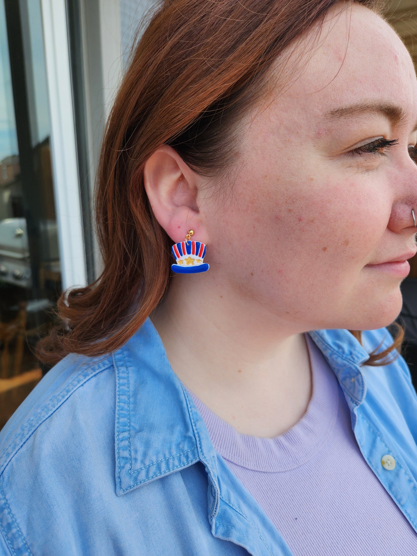 Uncle Sam's Hat | Polymer Clay Earrings