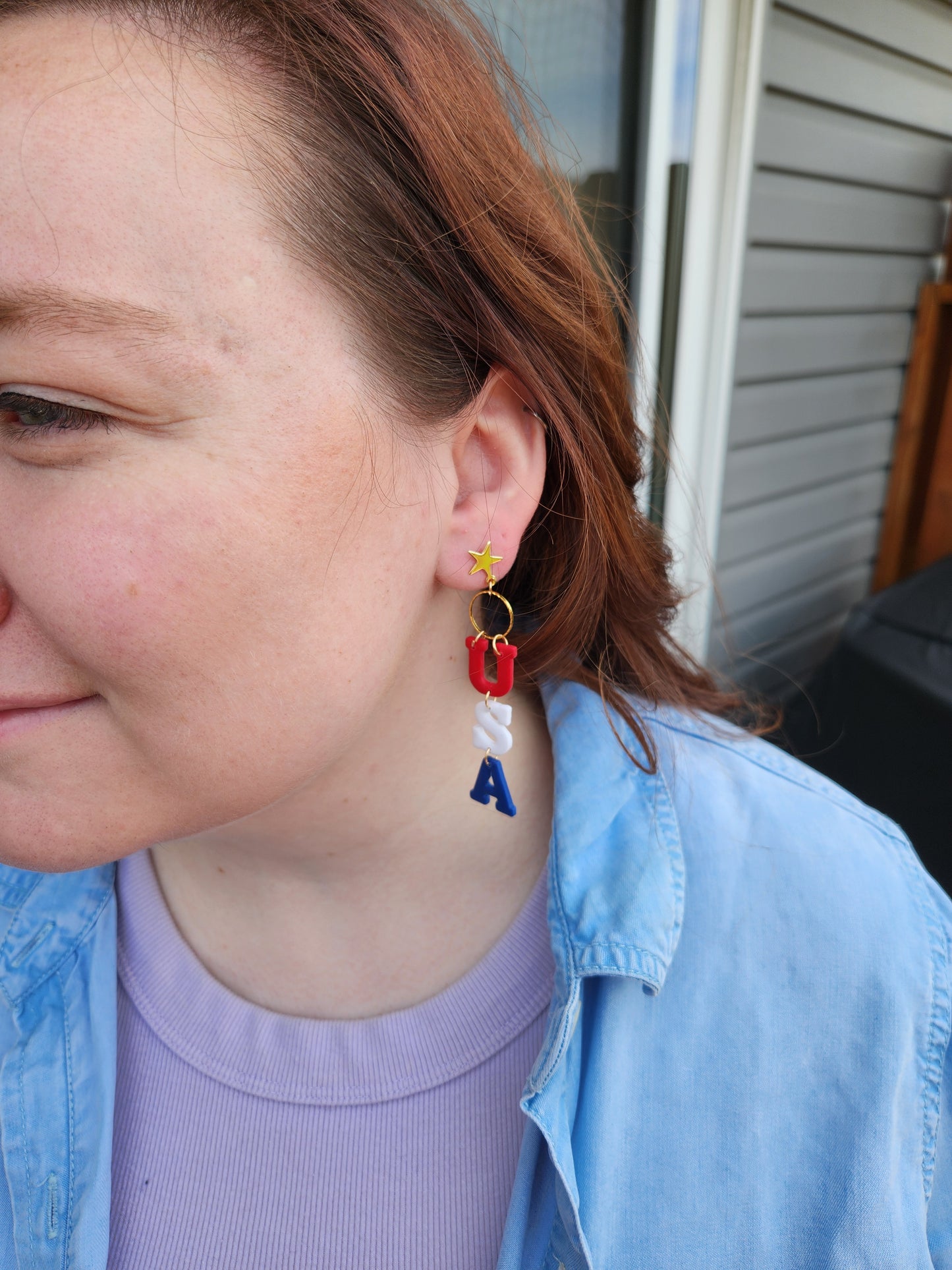 Patriotic USA Dangle | Polymer Clay Earrings