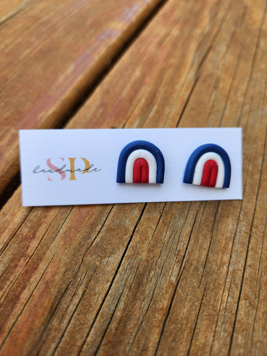 Patriotic Rainbow Studs | Polymer Clay Earrings