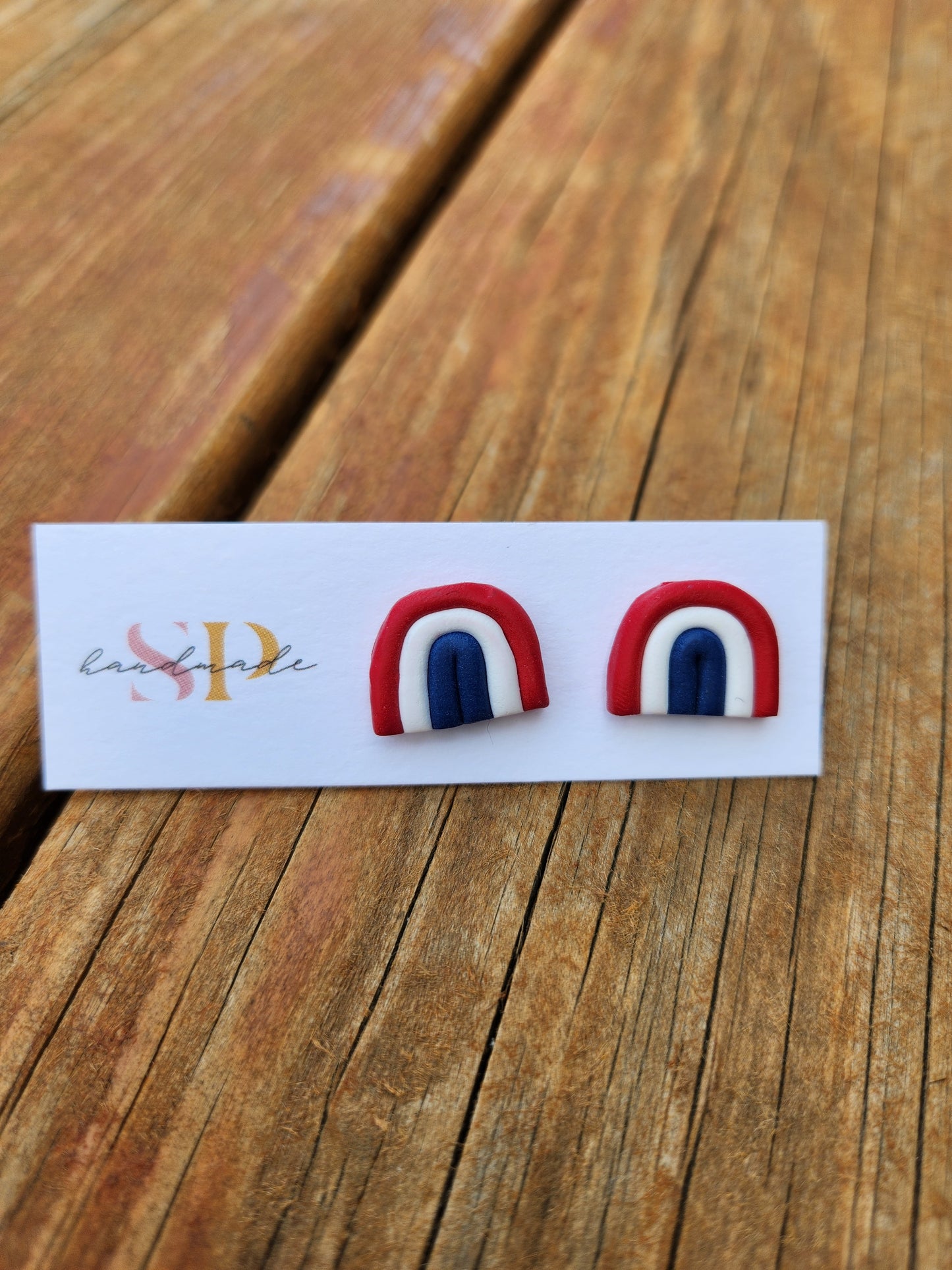 Patriotic Rainbow Studs | Polymer Clay Earrings