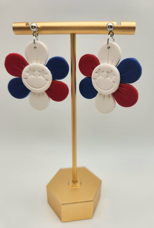 Smiles for Red, White & Blue | Polymer Clay Earrings