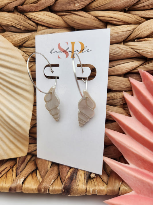 Sea Shell Hoops | Polymer Clay Earrings