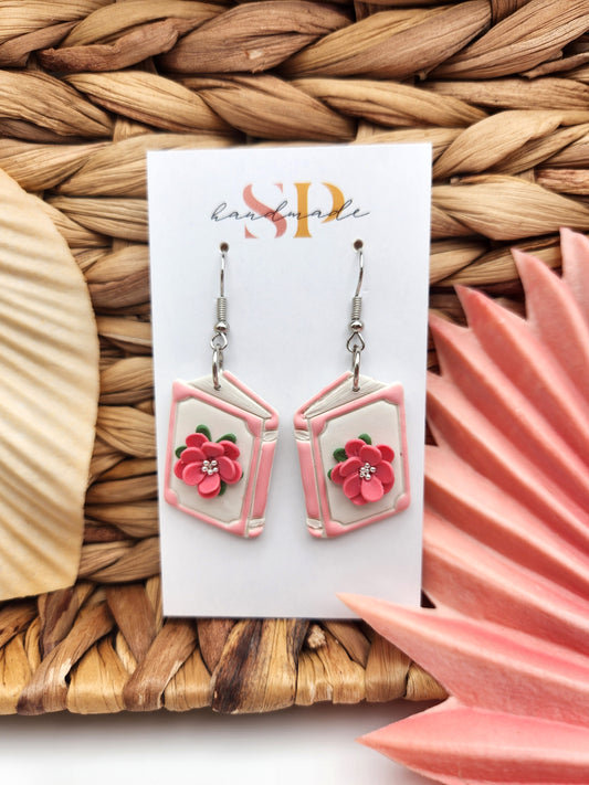 Floral Book Earrings | Polymer Clay Earrings