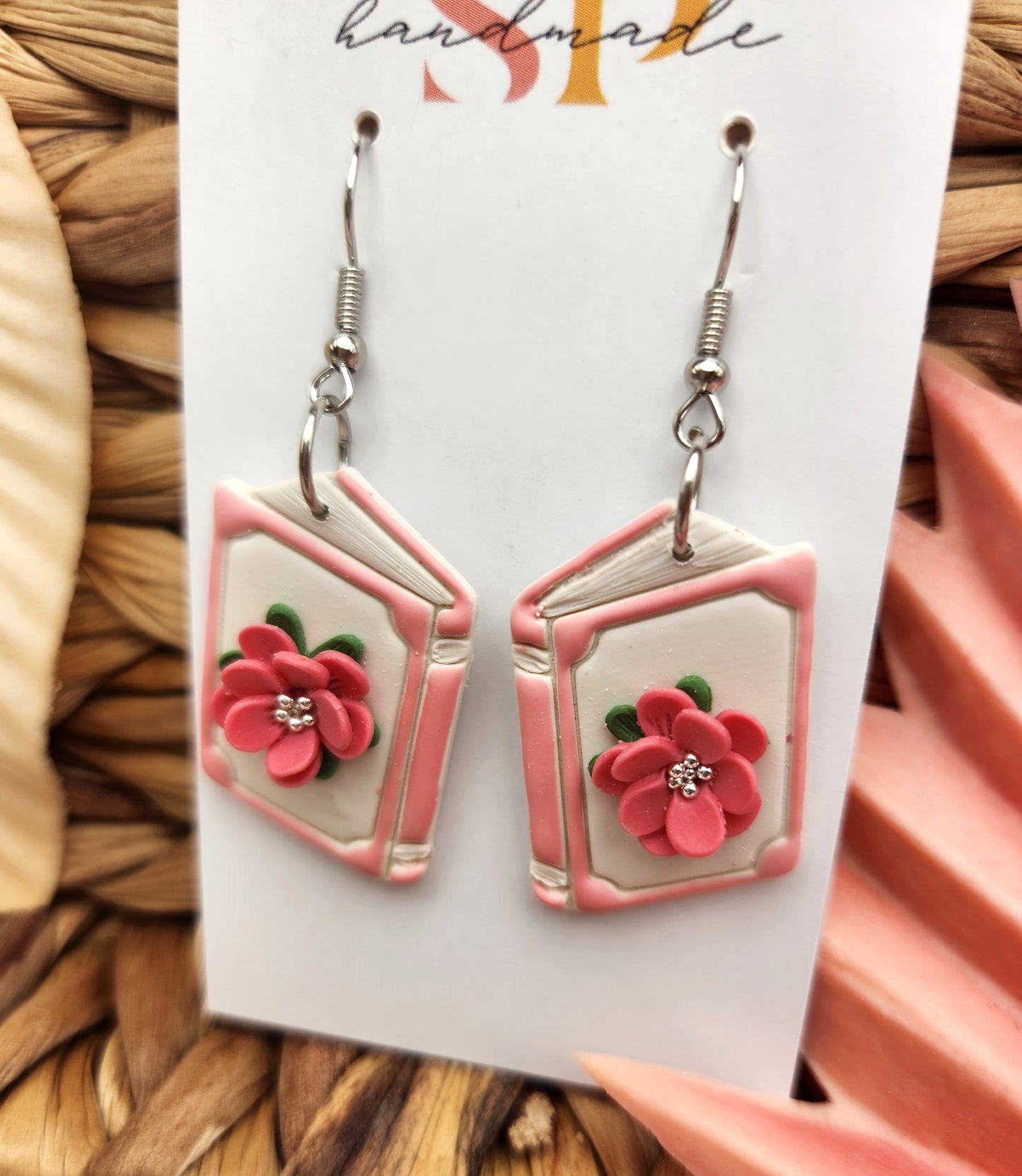 Floral Book Earrings | Polymer Clay Earrings