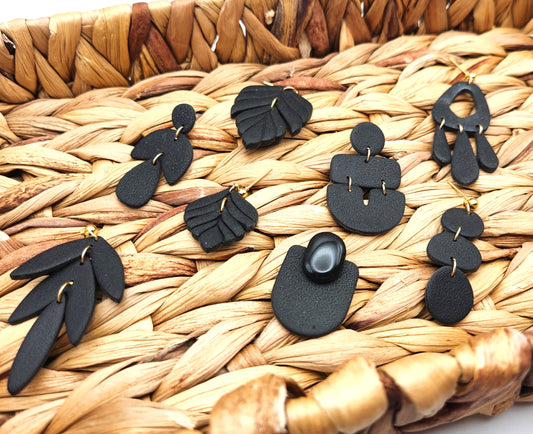 Sleek Black Collection | Polymer Clay Earrings