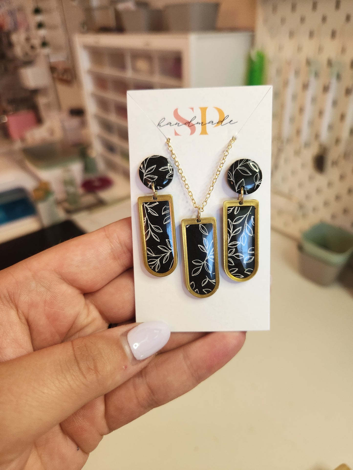 Black Florals | Polymer Clay Earrings