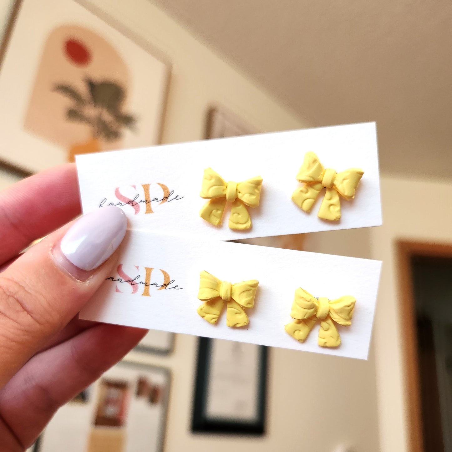 Mini Bow Studs | Polymer Clay Earrings