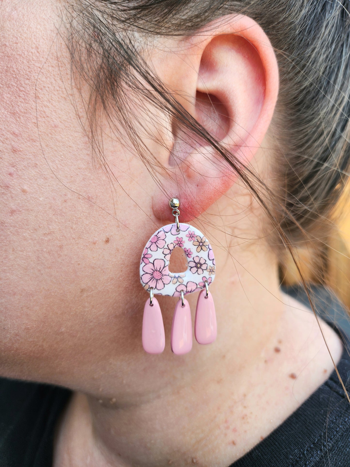 Pink Floral Collection | Polymer Clay Earrings