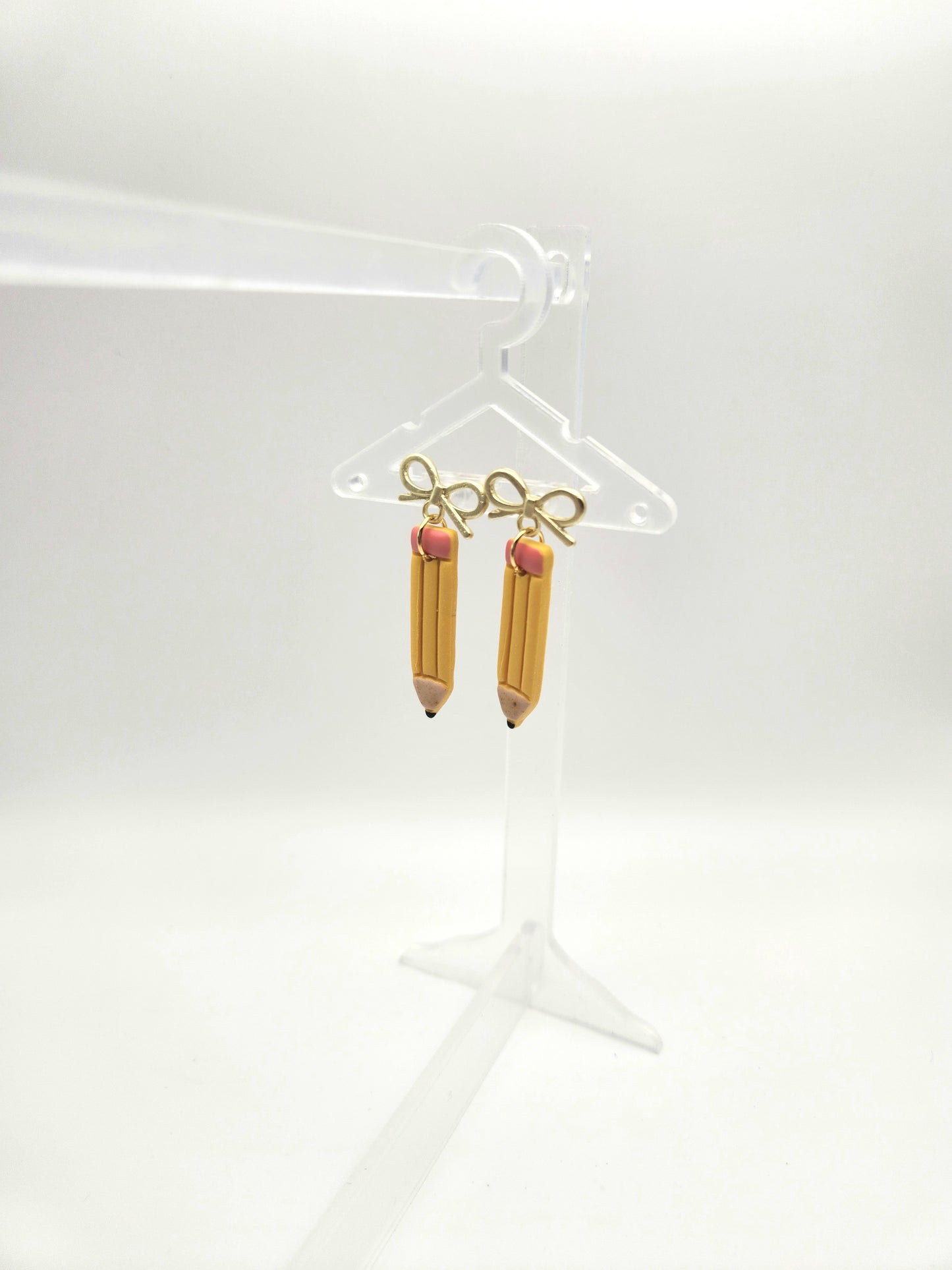 Pencil with Bows | Polymer Clay Earrings