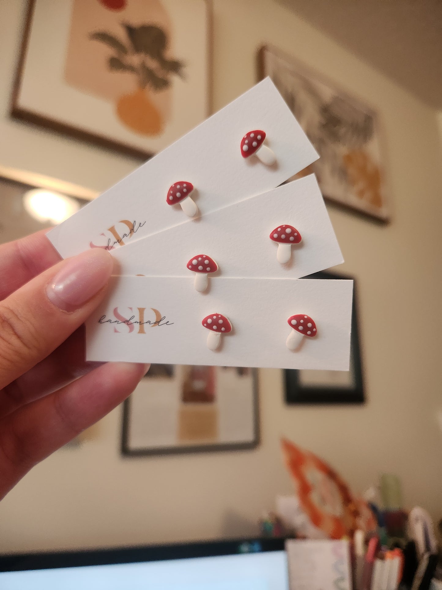 Mushroom Studs | Polymer Clay Earrings