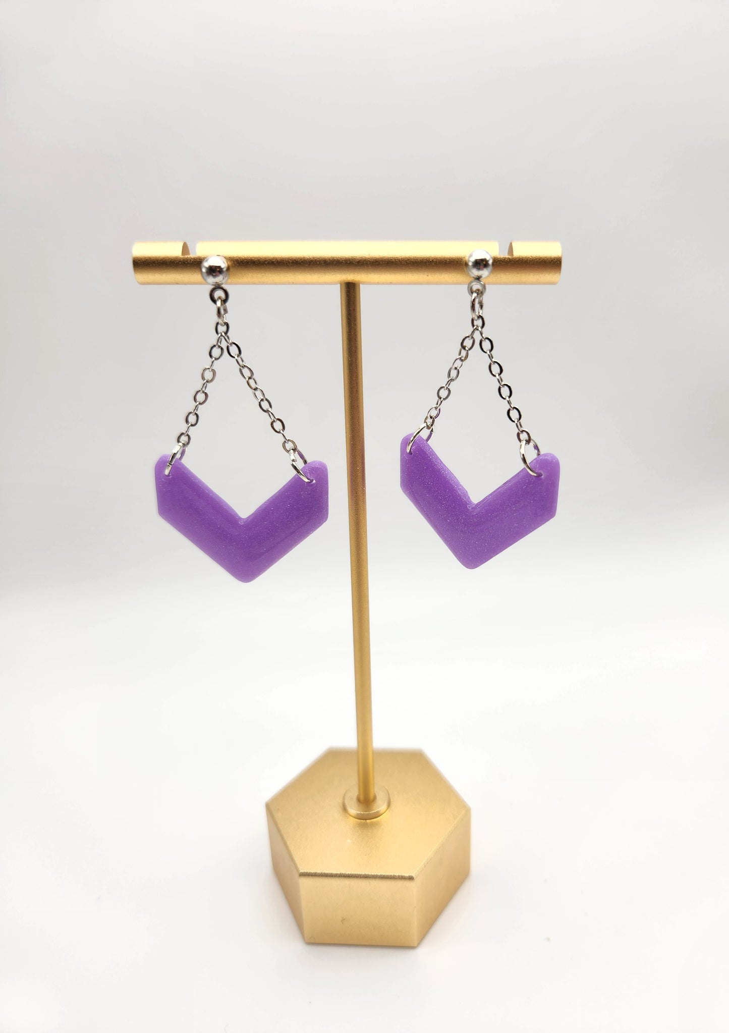 Purple Chevron | Polymer Clay Earrings