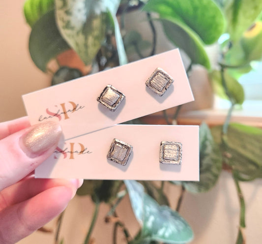 Silver Studs | Polymer Clay Earrings