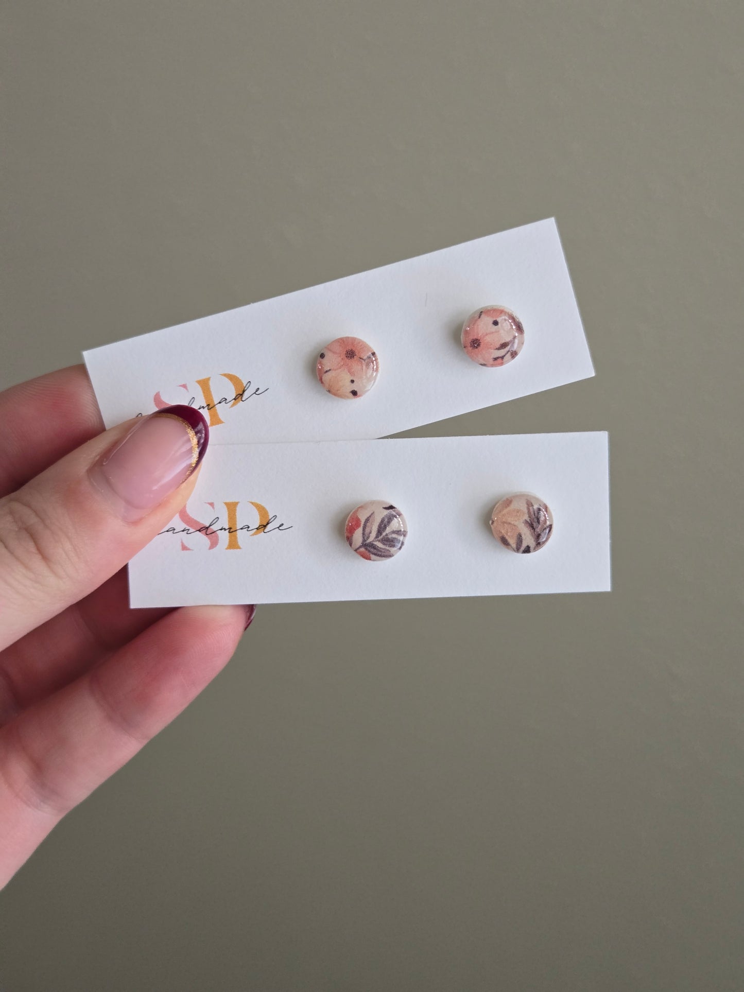 Muted Floral Studs | Polymer Clay Earrings