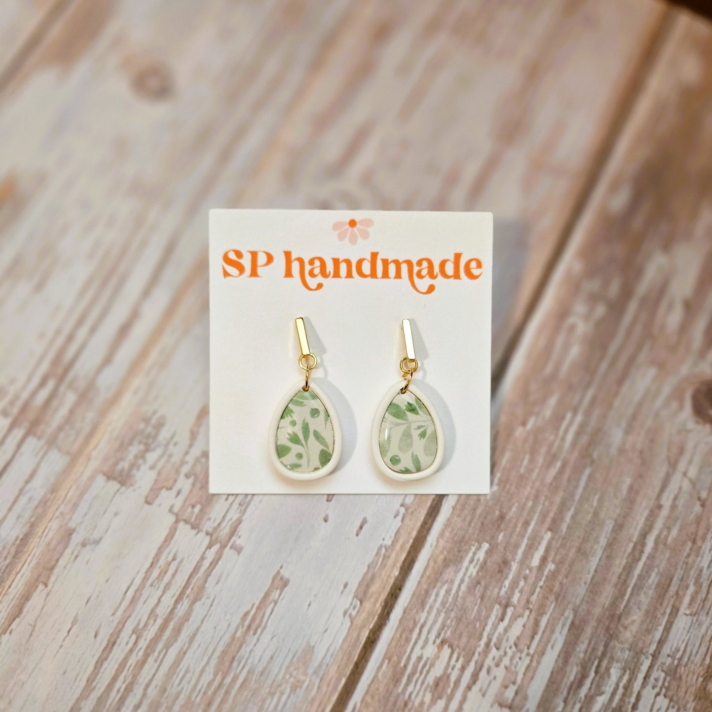 Greenery Bezel Dangles | Polymer Clay Earrings